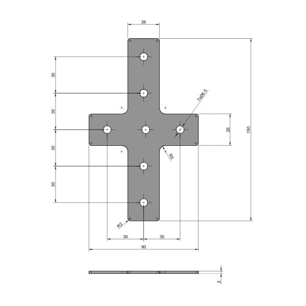 3 Series X Shape Plate