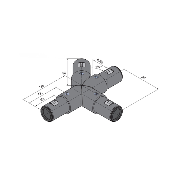 SPS 45 Degree T Connector - Right 5 SPS 45 Degree T Connector - Right