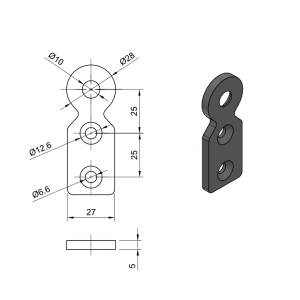 4 Series D28 T-Connector Plate 4 6.04.SPD28 Drawing