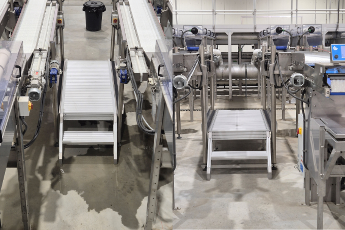 Safe, stable access between conveyor lines.