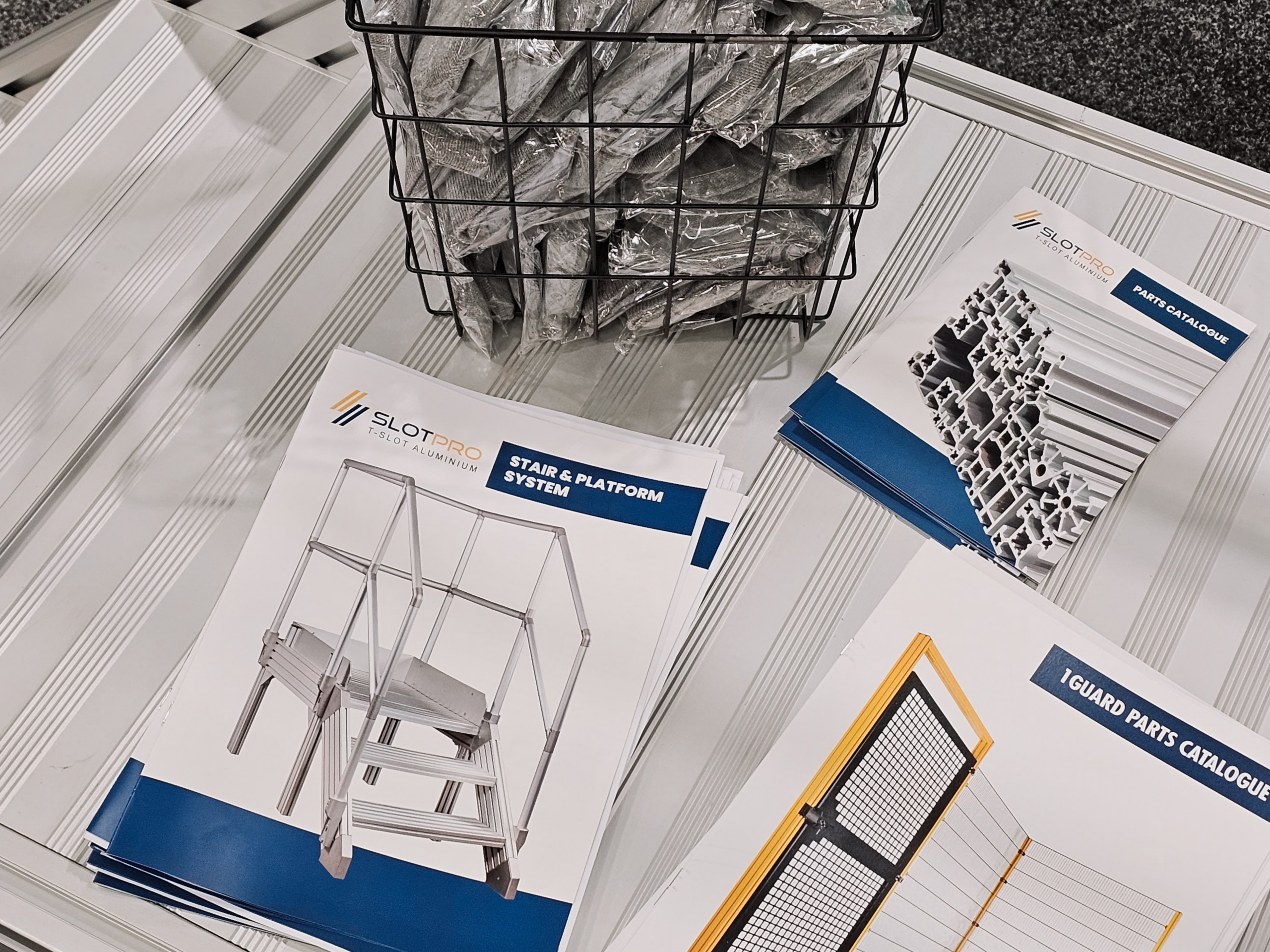 SlotPro T-Slot aluminium brochures and socks at EMEX 2026.